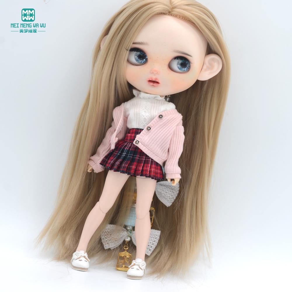 Clothes for doll Fashion multicolor cardigan short skirt  jeans fits Blyth Azone OB22 OB24 doll accessories