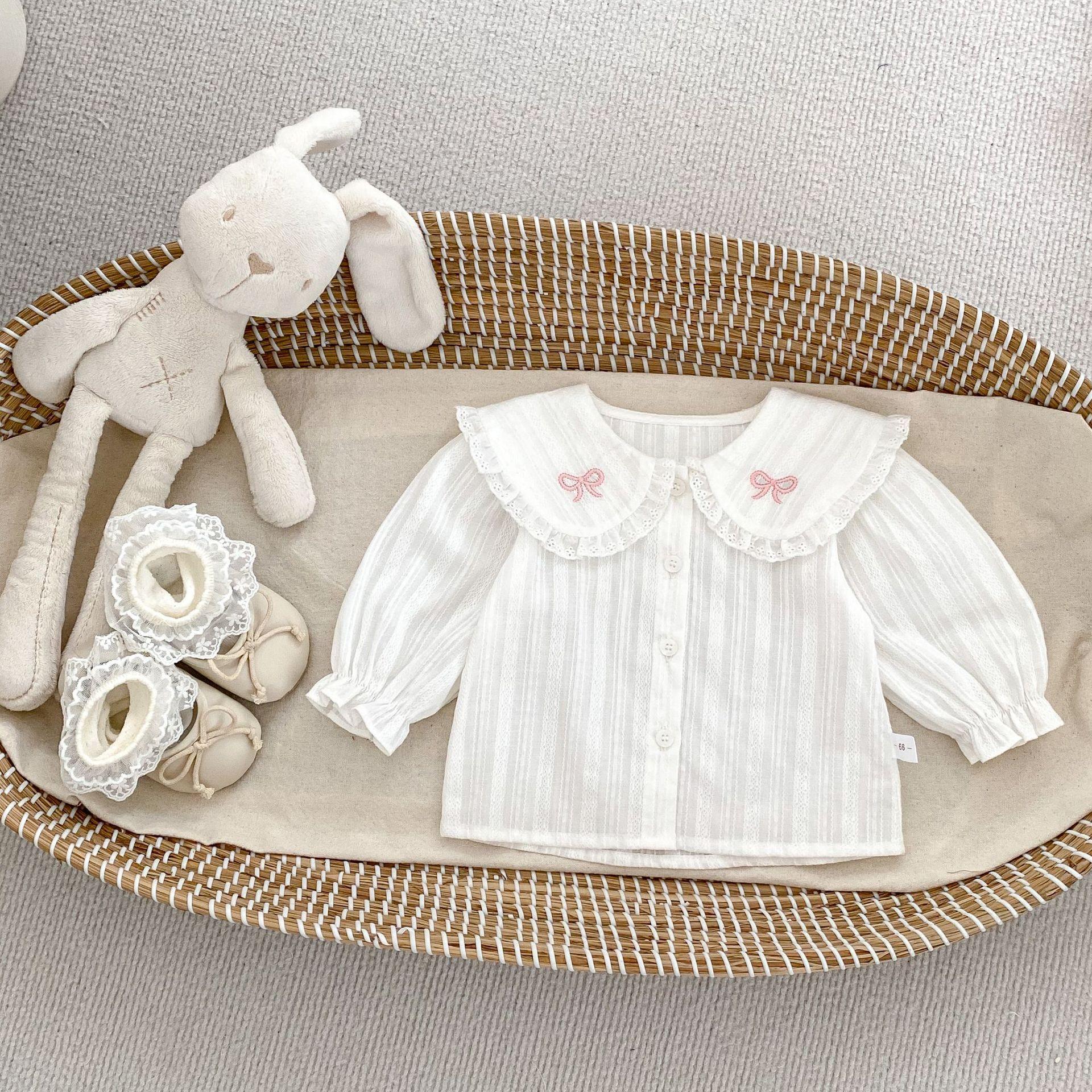 Baby Girl Spring Autumn Cute Bow Long Sleeve Blouse With Suspender Romper Set 66