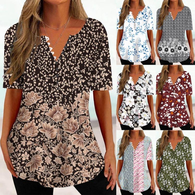 

Women Loose-Fitting Printed Pullover Tee Tops Summer 2023 S