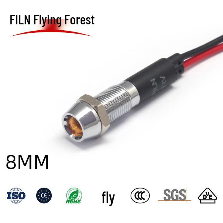 8mm Einbau-LED-Kontrollleuchte, 12V/220V, Wasserdicht & Staubdicht (FL1M-8CW-1)