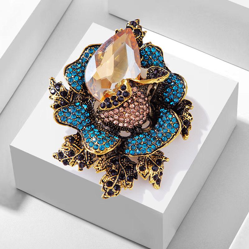 Корейская роскошная брошь-цветок из кристаллического сплава Lanhao для пальто и костюмов. шампанского