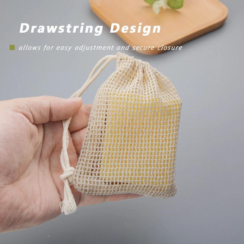 Eco-Friendly Handmade Natural Cotton Soap Saver Bag Mesh Soap Pouch for Body Cleansing And Skincare