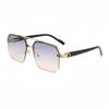 Double Beam Square Aviator Sunglasses, Unisex Half Frame European-American Style