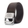 Men's Belt Trend Double Loop Buckle Canvas Belt Women's Belt with Cargo Pants Jeans Belt Outdoor Sports Belt No Perforated Belts