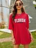 Florida Sunshine State USA City Classic Letter Pattern T-Shirts For Women Loose Oversized Clothing 100% Cotton Streetwear Tshirt