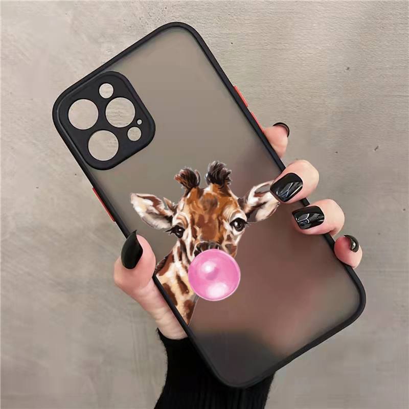 Žirafa zvíře roztomilé a vtipné Pouzdro na telefon matné průhledné Pro iphone 7 8 11 12 13 plus mini x xs xr pro max kryt