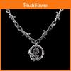 Gothic Thorns And Rose Pendant Necklace With Alloy Cross Chain For Women