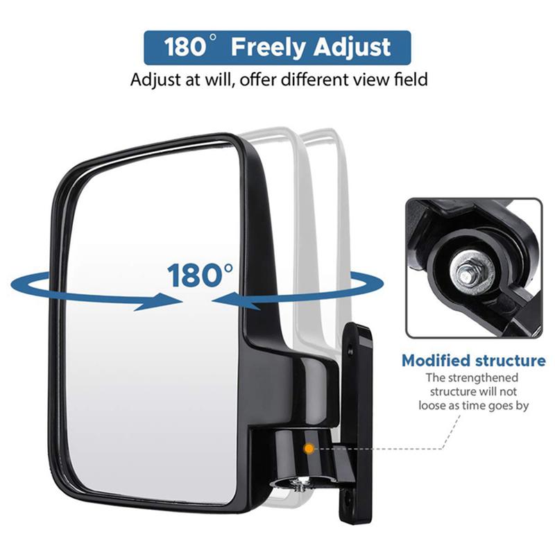 2PCS Golf Cart Mirrors Side View Mirror 180 Degrees Rearview Mirror Universal Golf Cart View Mirror