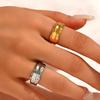 Ins Cold Style Irregular Texture Open Ring - Retro Old Money Style Wide Stainless Steel Finger Ring