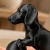 Creative Desk Accessories Mini Dachshund Football Figurine, Matte Black 3D Printed Statue, Statue Modern Style Minimalist Ornament for Home