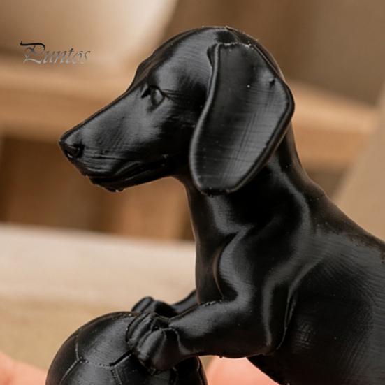 Creative Desk Accessories Mini Dachshund Football Figurine, Matte Black 3D Printed Statue, Statue Modern Style Minimalist Ornament for Home