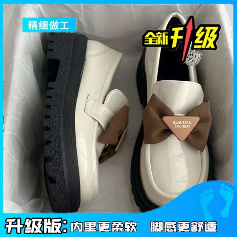 Japanese jk one-pedal bow loafers in the autumn of 2025 new thick-soled heightening small leather shoes women's British style
