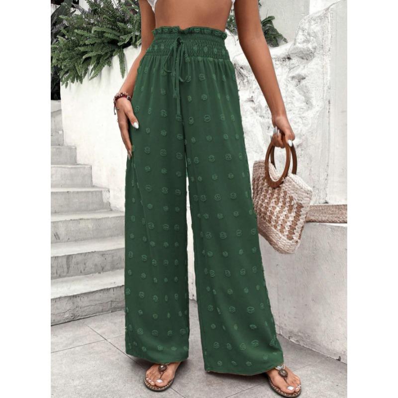 Nuovi Pantaloni Casual da Donna a Vita Alta in Jacquard a Gamba Larga
