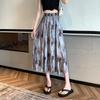 Tie-dye ink printing high-waisted skirt women's summer design sense niche covering a-shaped skirt medium and long covering umbrella skirt
