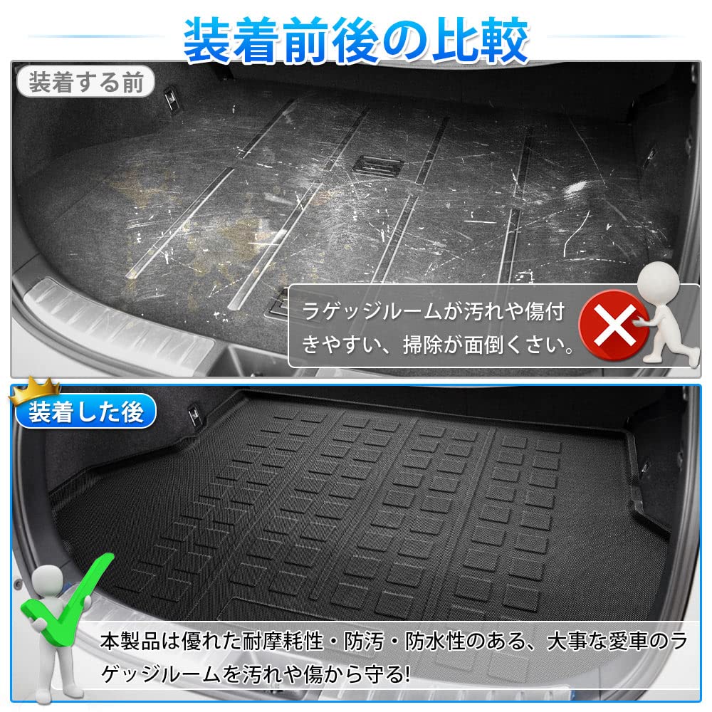 Tapete de Bagageira Mixsuper Série Harrier 60 Tapete de Porta-Malas Bandeja de Bagageira 3D HARRIER Dezembro 2013 Junho 2020 Material TPE Projetado especificamente para o modelo de carro