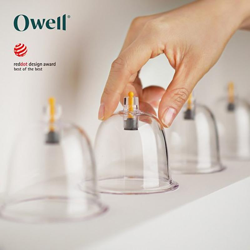 Owell Premium Cupping Therapy Set – 12 Cups with Hose and Hand Pump, Korean
