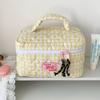 For Travel And Gym Use Convenient Hand Carry Plaids Cosmetic Storage Bag Large Capacity Quilted Heart Embroidery