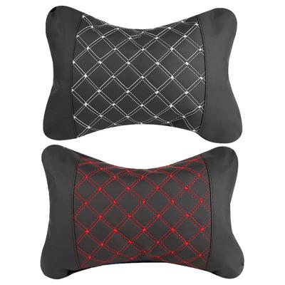 PU Leather Knitted Car Pillows Headrest Neck Rest Cushion Support Seat Accessories Auto Black Safety Pillow Universal Decor