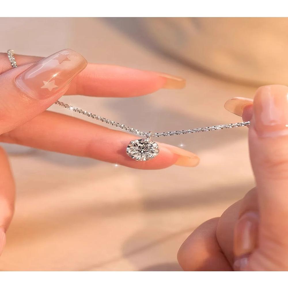 Non fading Sparkling Necklace Female Ins Light Luxury High end Simple and Exquisite Clavicle Chain Girlfriend Birthday