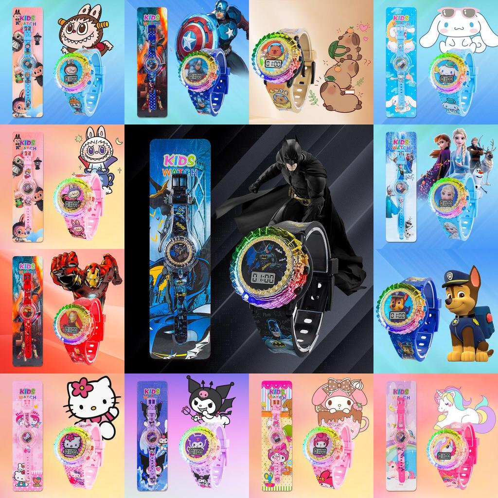 Kinder Cartoon LED Uhr mit Iron Man Batman Frozen Hello Kitty Design für Schulkinder