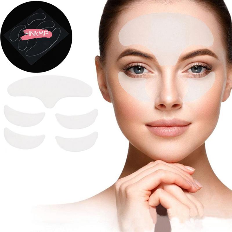 5 Stück Anti-Falten Silikonpflaster Wiederverwendbare Gesichts- und Halspflege Verbessern Hautfestigkeit Elastizitätssteigernd Schlafhilfe