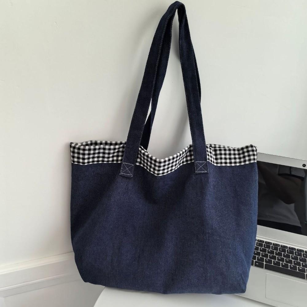 Cloth Denim Handbag Korean Style Canvas Tote Bag Soft Shoulder Bag Shopping Bag