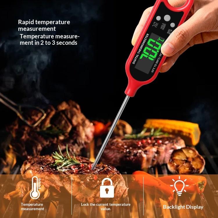 Instant Read Digital BBQ Thermometer with Backlight Strong Magnet 1-Second Response Food Probe for Grill/Oven/Smoker