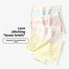 Girls Summer Lace Stitching Cotton 10A Anti-bacterial Cotton Crotch Mid High Waist Flat Angle Panties