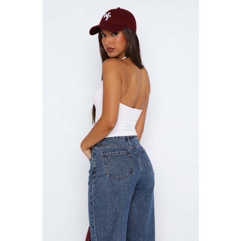 Women Sexy Halter V Neck Slim Fit Backless Cami Tank Top