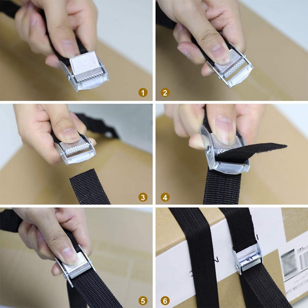 4 Pieces Luggage Snaps-on Buckle Roof Tie Down Tidying Fastener Strap Lashing Binding Ratchet Belt Outdoor Travelling