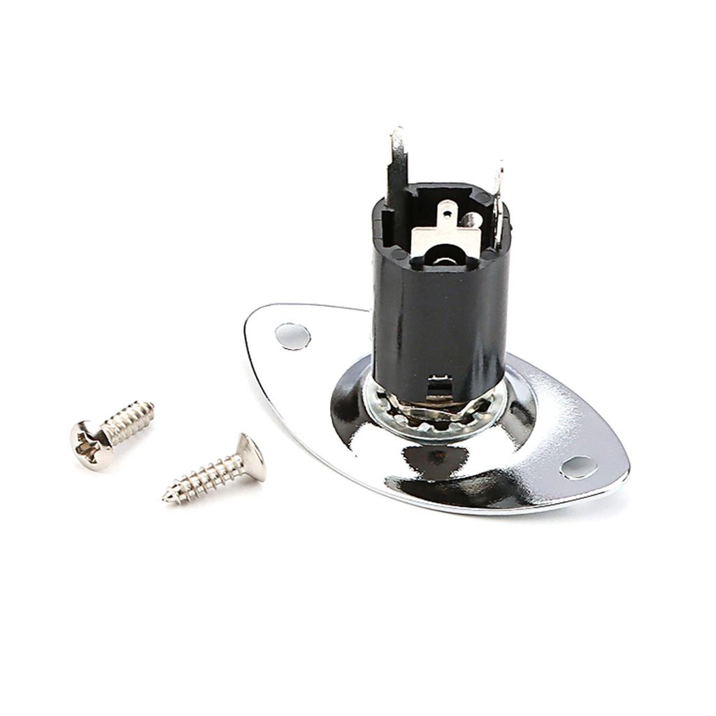 Electric Guitar Pickup Oval 6.35mm Jack Plate Jackplate Oval Output Input Jack Plate Socket With Mounting Screws