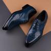 Fashion New Style Oxfords Men Shoes Top Layer Cowhide Leather Handmade Luxury Retro Blue Designer Business Office Wedding Male's Shoe CN