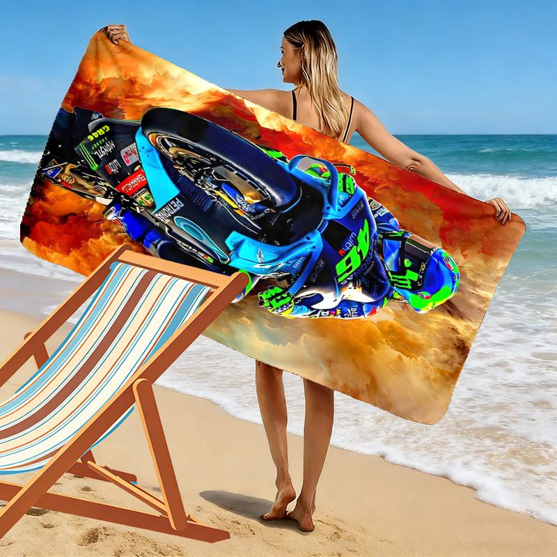46 Motor Print Strandtuch, Großes Weiches Schnelltrocknendes Handtuch für Strand Camping Schwimmen