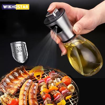 200 ml Ölsprühflasche aus Edelstahl, ideal zum Kochen in der Küche und für Heißluftfritteusen, Flasche aus Glas, Ölsprüher aus Edelstahl