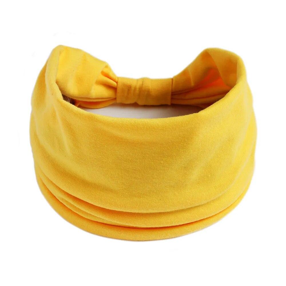 1PC Boho Solid Color Wide Headbands Vintage Knot Elastic Turban Headwrap for Women Girls Soft Bandana Accessories Hair CLE