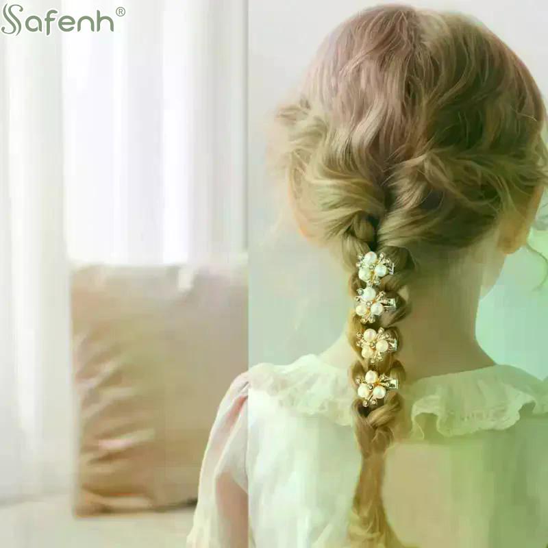 10Pcs Small Sparkling Rhinestone Flower-Shaped Hairpin Decoration For Women Girls Headdress Hair Accessories