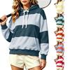 Women's Fashion Long Sleeve Striped Casual Hooded Pullover Sweatshirt