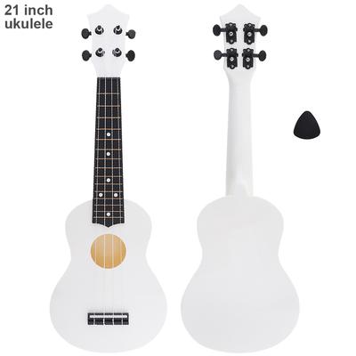 21 Inch Beginners and Kids Soprano Ukulele 15 Fret ABS Material 4 Strings Hawaii Guitar with Pick
