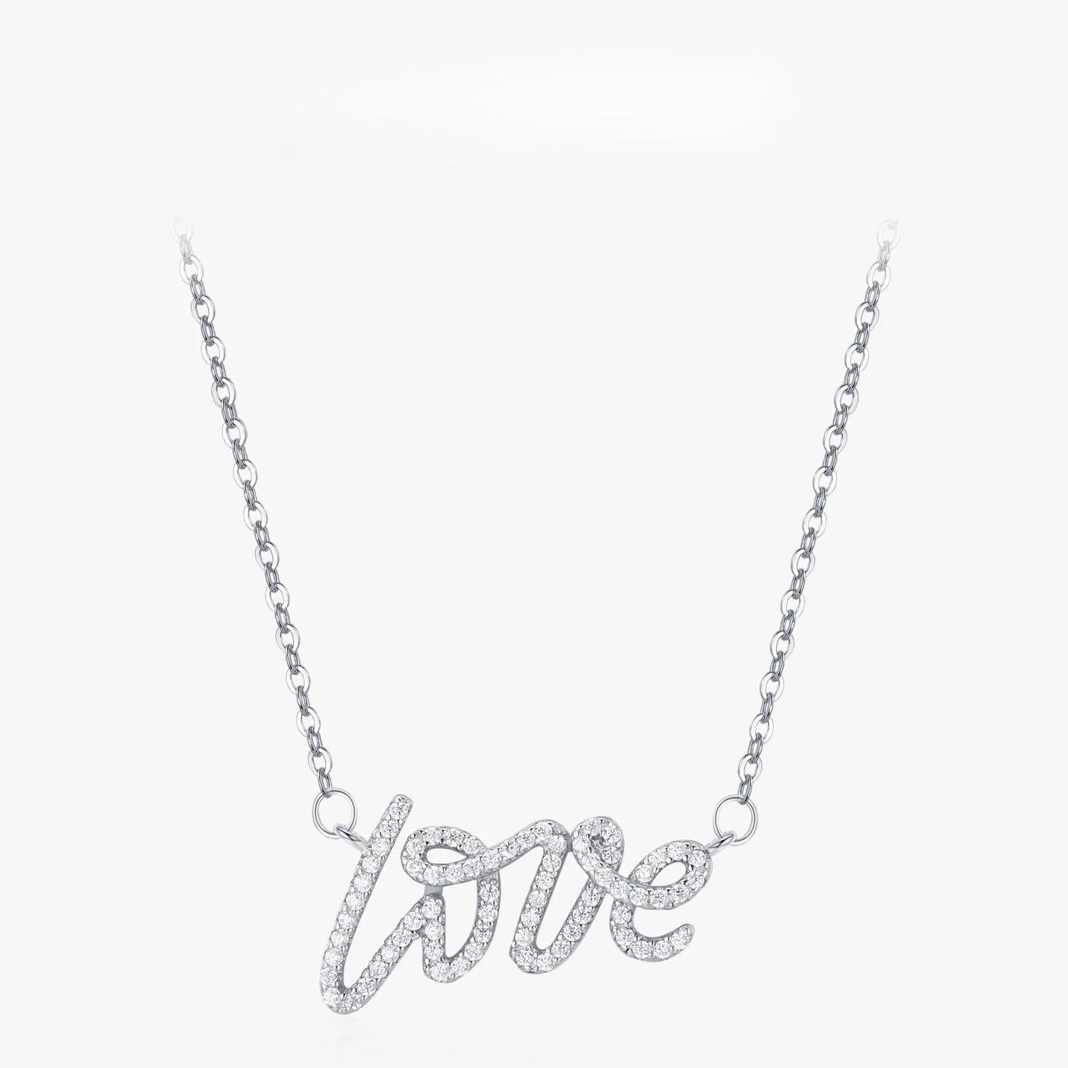 

Ailmay Authentic 925 Sterling Silver Elegant Love Letter CZ Pendant Necklace for Women Wedding Engagement Fine Jewelry