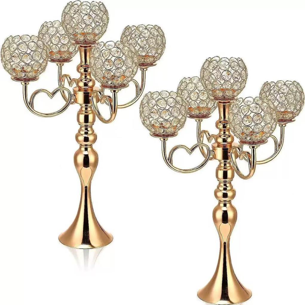 European Retro 5-Head Candlestick Centerpiece - Luxury Candlelight Dinner Decoration for Wedding and Home.