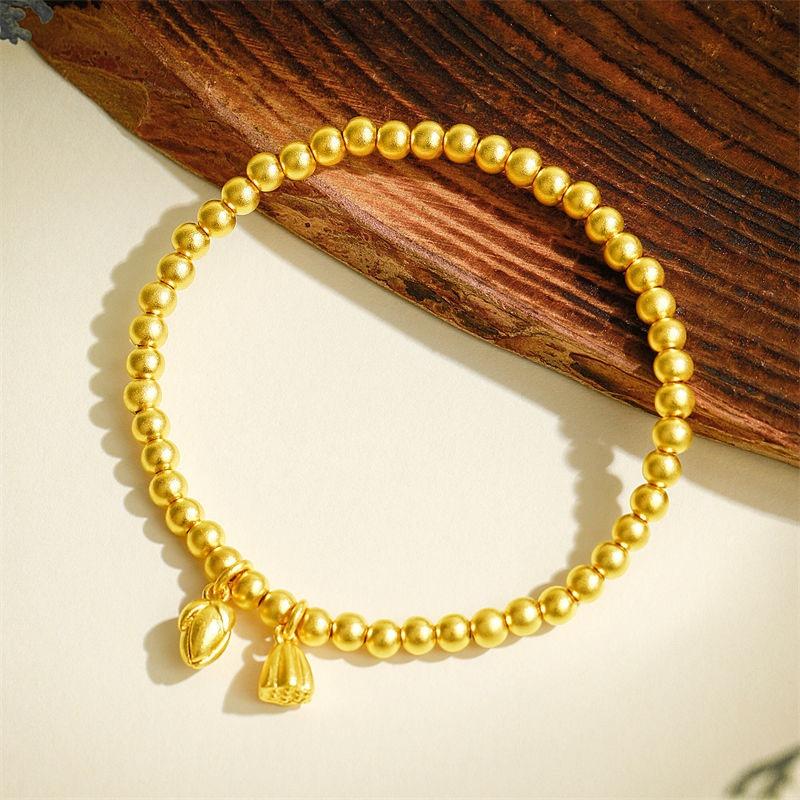 Metal Golden Bead Bracelet Stylish Bangles For Women Golden Chain Bracelets Daily Party Lucky Jewelry Accessories