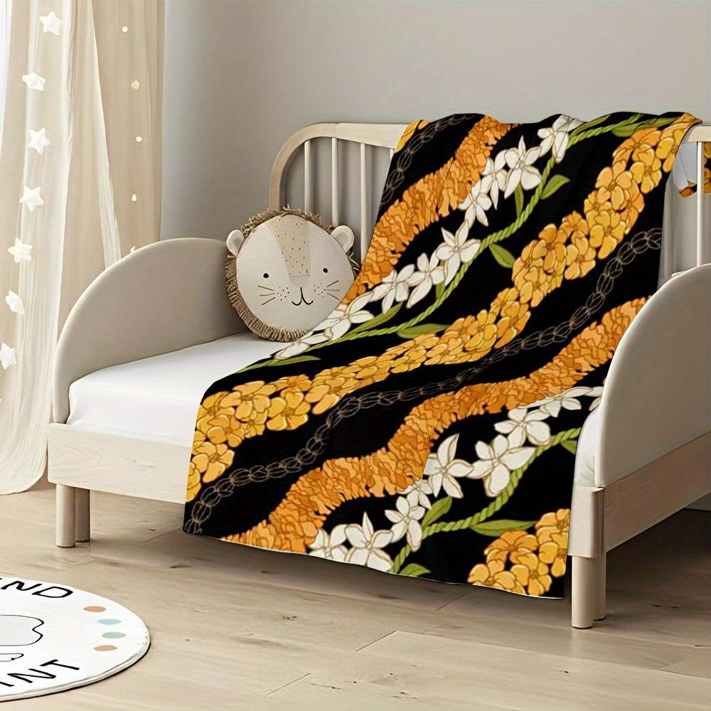 Hawaiian Floral Ultra-Soft HD Polyester Printed Soft Blanket for Home, Office, Travel, Outdoor, Air Conditioning