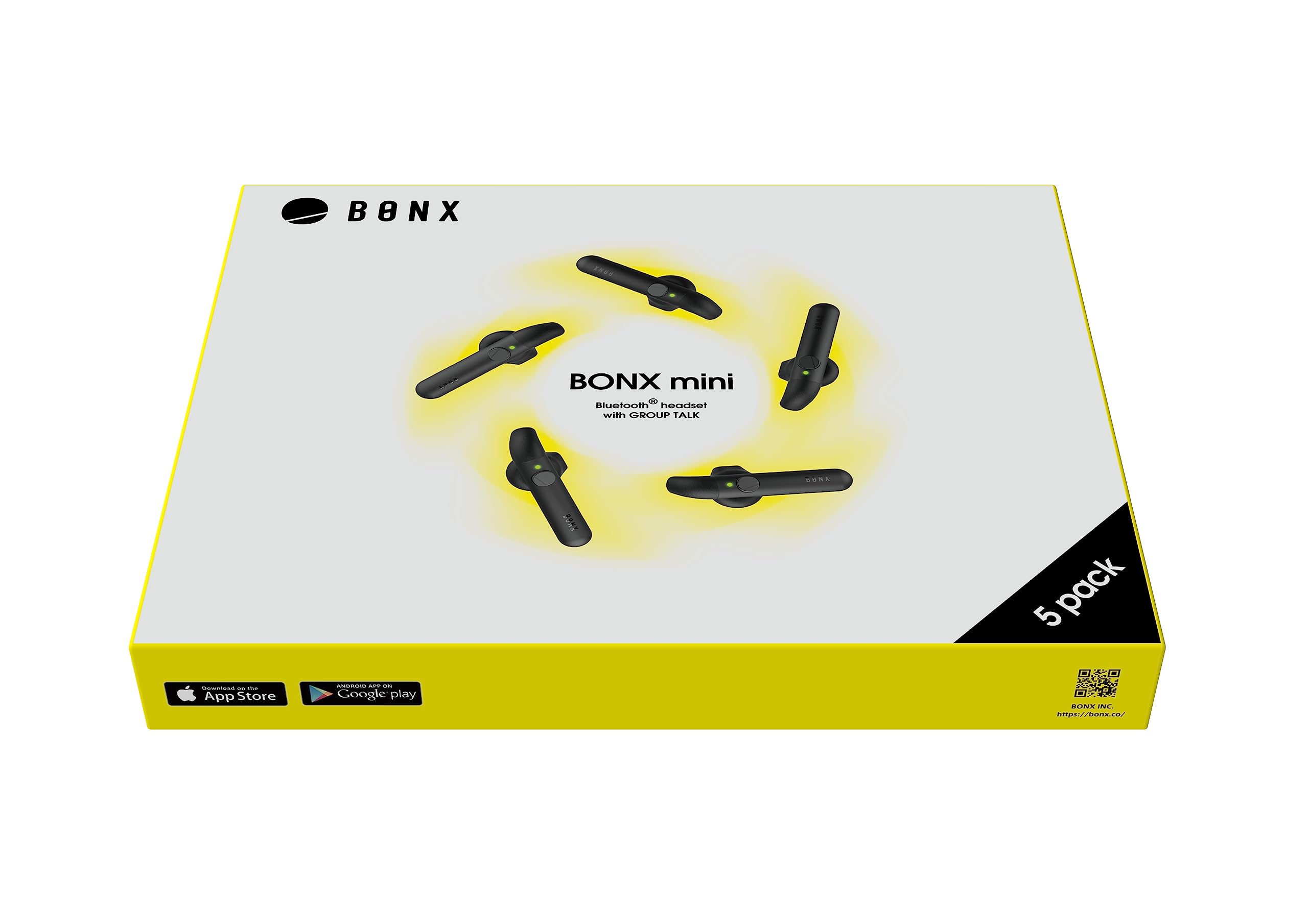 

BONX mini 5 pieces Walkie talkieintercom app compatible Bluetooth wireless headset single ear earphone with charging case
