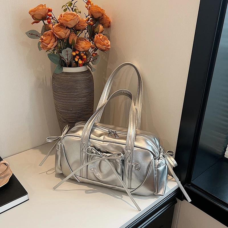 Geantă de umăr monocromatică feminină din PU, capacitate mare, versatilă și elegantă, stil nou