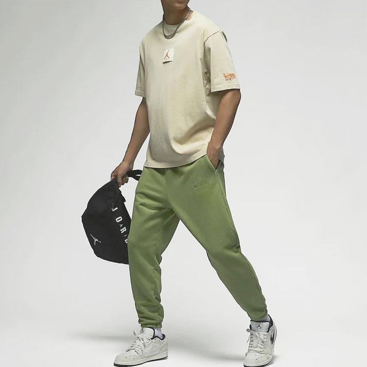 Jordan Wordmark Series Solid Casual Cuffed Knit Sport Pants Men Bottoms Light-Olive-Yellow FJ0697-340