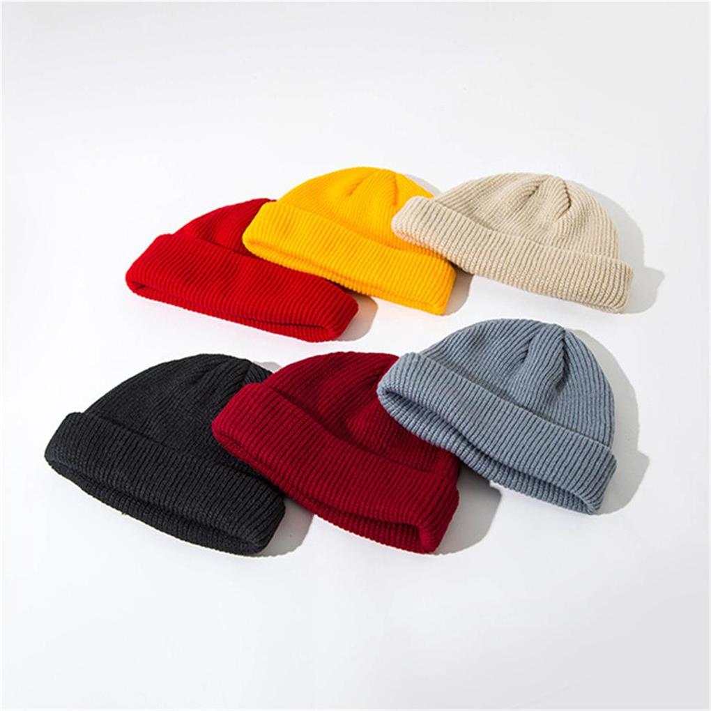Knitted Hat Woolen Cap Warm Beanie Outdoor Unisex Winter Solid Headwear Supplies Vintage Retro Male Softness Style Color