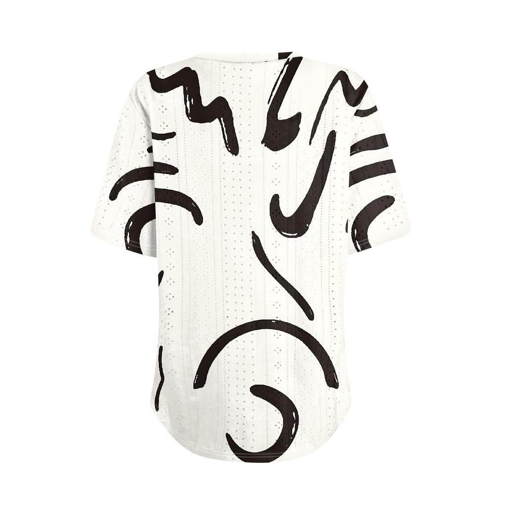 Damer T-skjorter V-hals Kortermet Hverdagstopper Løs passform Basic T-skjorter med buet fald