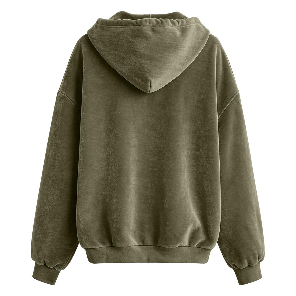 Giacca Maglione Lunga con Cappuccio e Zip da Donna, Casual, per l'Uso Quotidiano