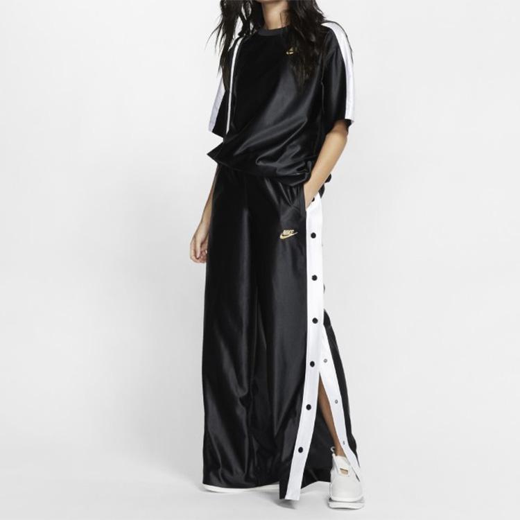 Nike Sportswear Button Wide Leg Sports Pants Women Pants Black CI9973-010