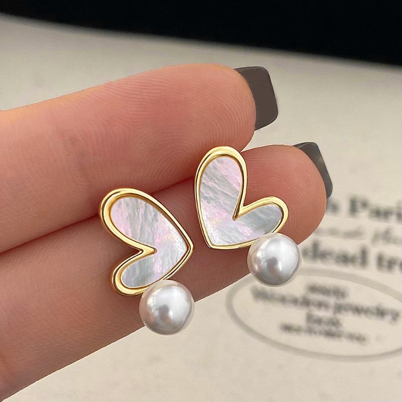Silver Needle Zircon Flower Pearl Stud Earrings Exquisite Light Luxury High-end Earrings Niche White Versatile Earrings